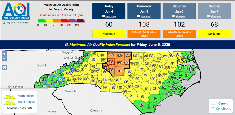 Code Orange Air Quality Alert Issued for the Triad Friday 